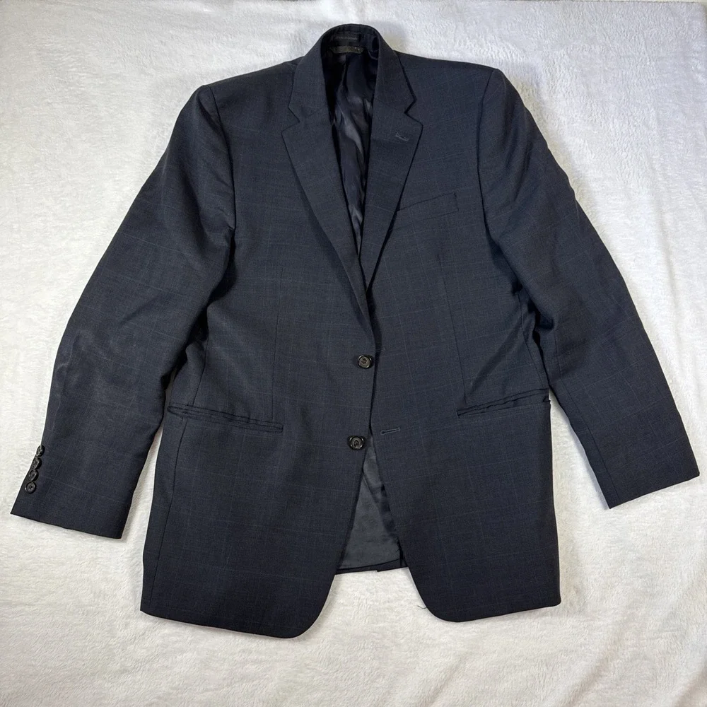 Ralph Lauren Dark Blue Sports Jacket‎ 100% Wool Union Made Canada Vintage 42L
